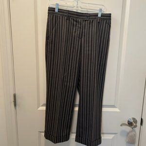MOSCHINO WOOL STRIPPED CUFFED CROPPED PANS IN GRAY SIZE 8